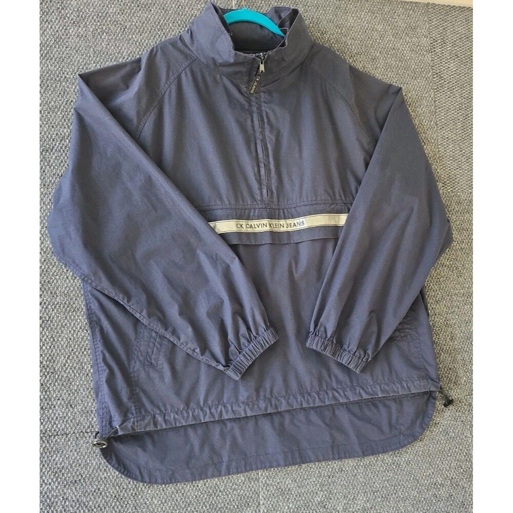 Vintage 90s Calvin Klein Jeans Anorak Pullover Jacket Windbreaker Navy XXL